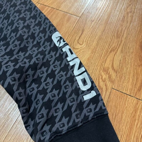 AND1 Y2K 2000s Full Zip All Over Print Basketball Hoodie - Picture 3 of 6